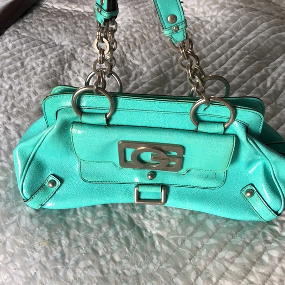 Vintage Turquoise Leather Guess Bag circa 2004 - Picture 4 of 6